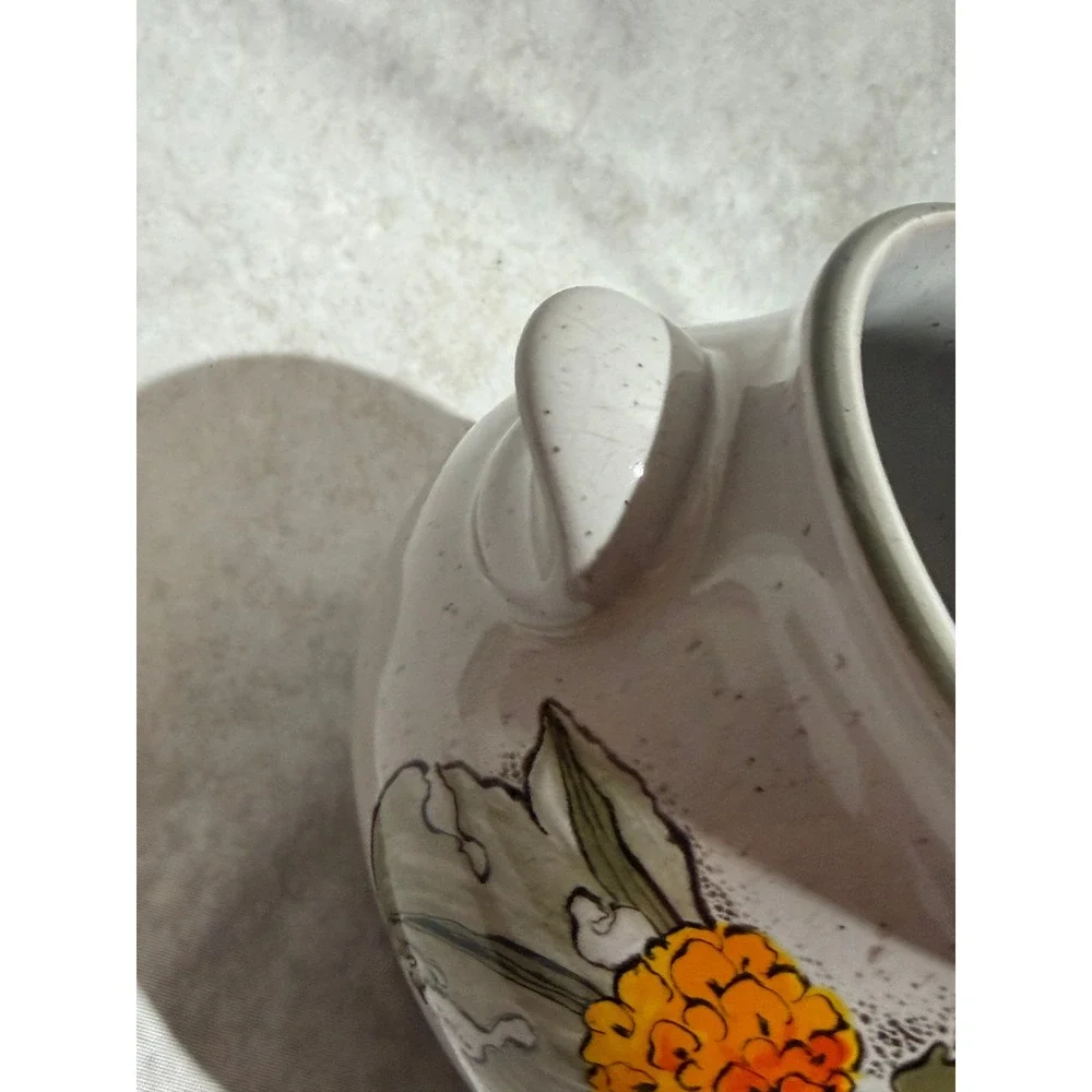 Pfalzkeramik Germany Marigold Floral Stoneware Crock‎ Speckled Pottery Planter